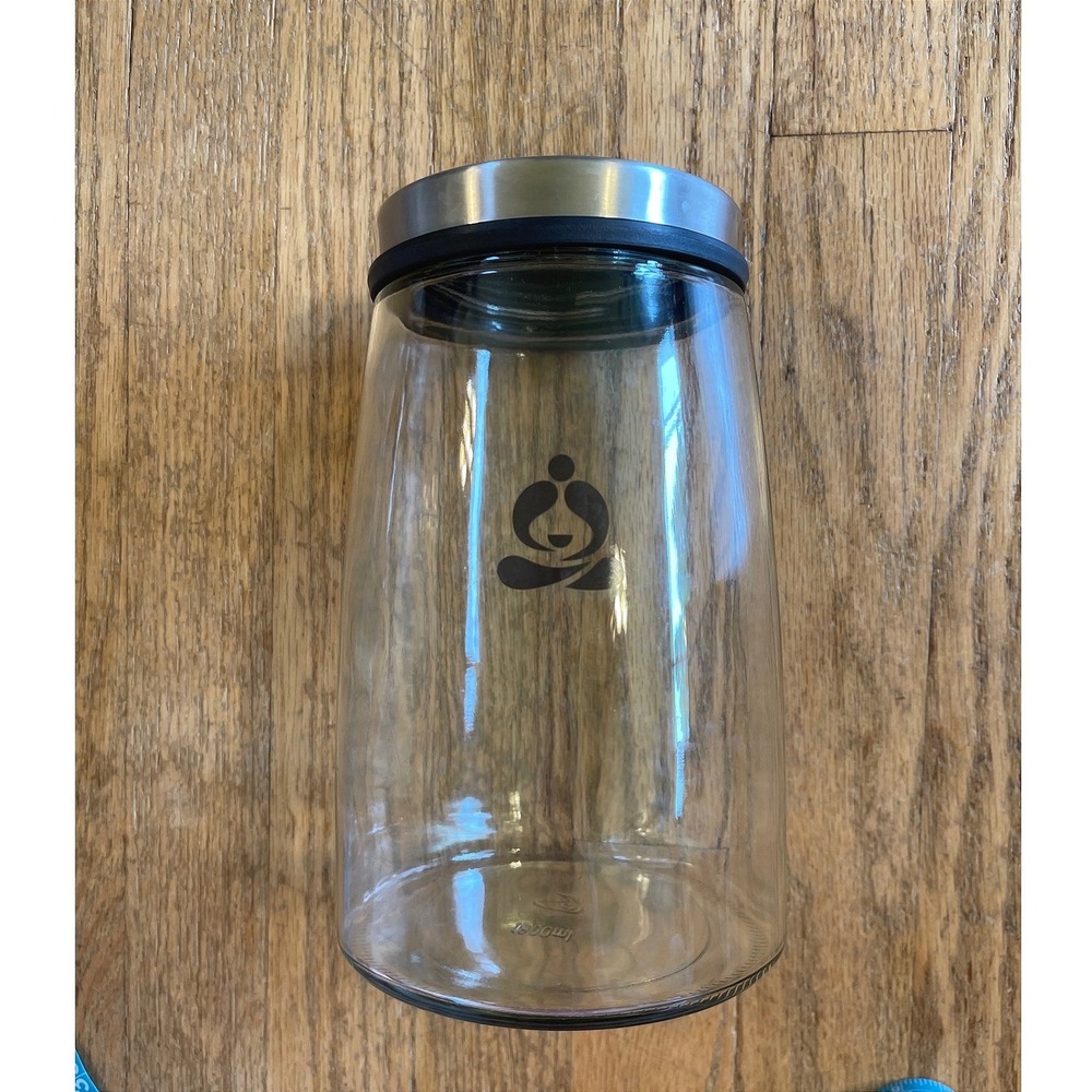 Teavana 60oz Tea Rock Sugar Glass Storage Canister Coffee Stainless Steel Lid